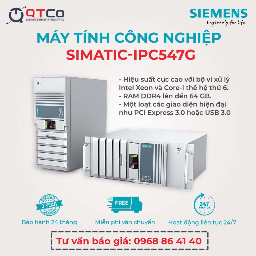 Máy tính công nghiệp SIMATIC IPC547G dạng rack 19 inch 4U đặt trong tủ phòng kỹ thuật