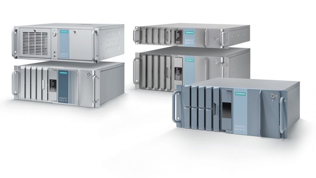 Máy tính công nghiệp SIMATIC IPC1047 dạng rack 19 inch với nhiều khoang ổ đĩa ở mặt trước