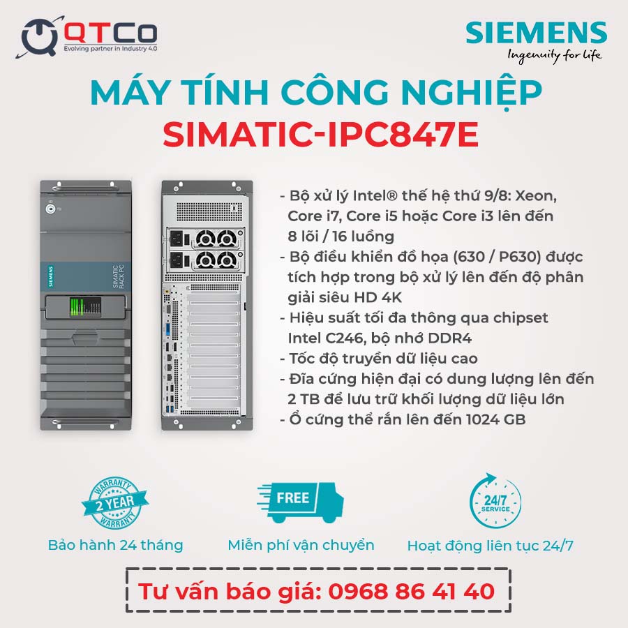 Máy tính công nghiệp SIMATIC IPC847E với khoang ổ đĩa rút được dùng cho cấu hình RAID