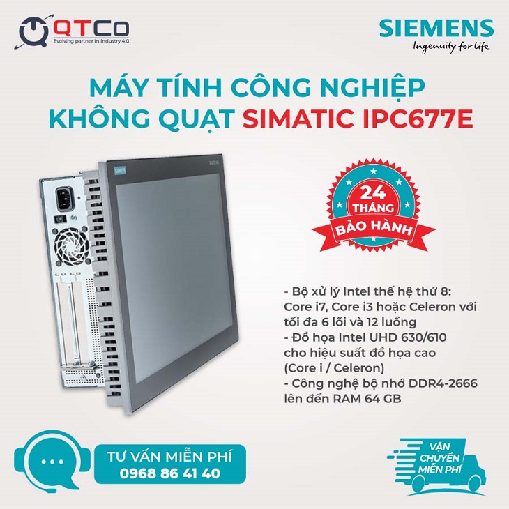 Máy tính công nghiệp SIMATIC IPC677E mặt trước cảm ứng đa điểm lắp trên tủ điều khiển
