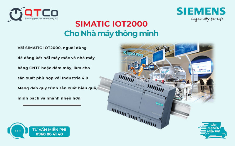 Thiết bị cổng IoT SIMATIC dòng IOT2000 với khe thẻ nhớ và các đèn báo trạng thái